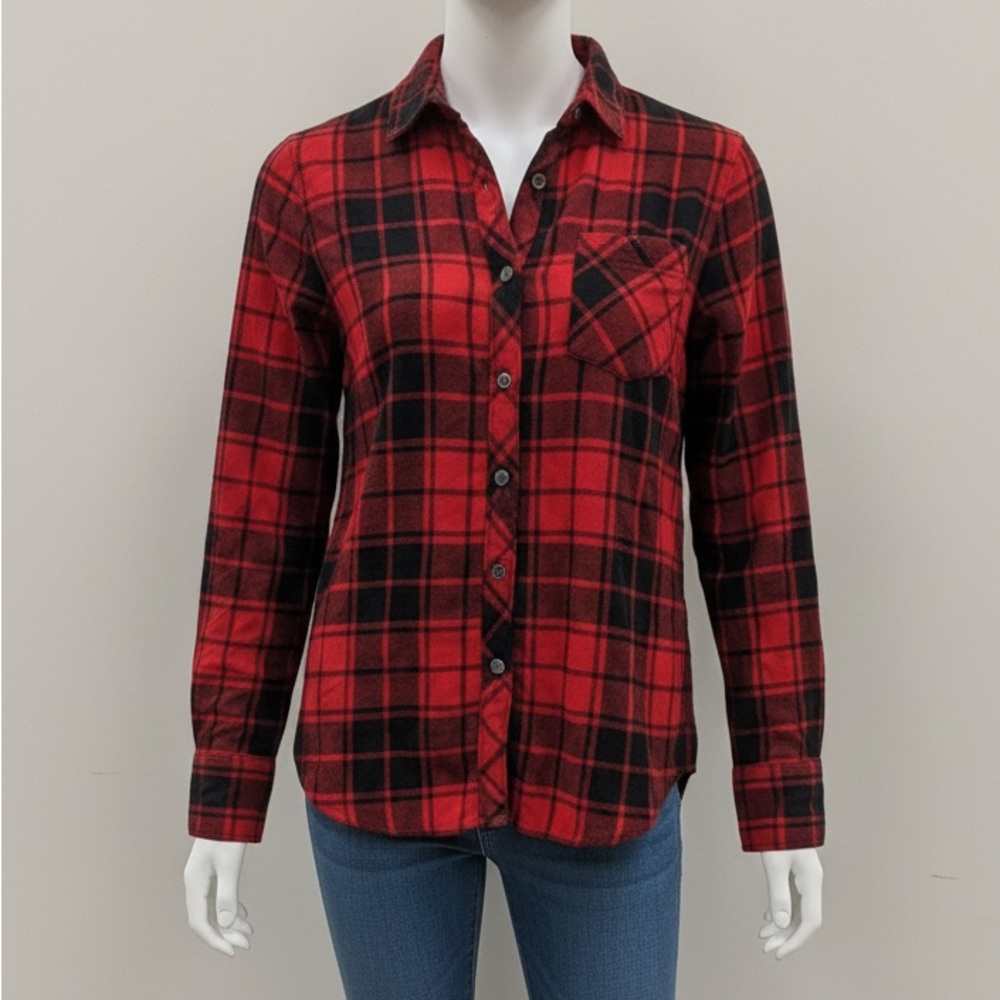 Red and Black Plaid Button Down Shirt